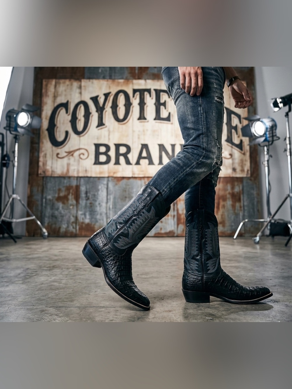 Authentic Coyote Joe Boots vtg Alligator signature western leather boots 10 mens
